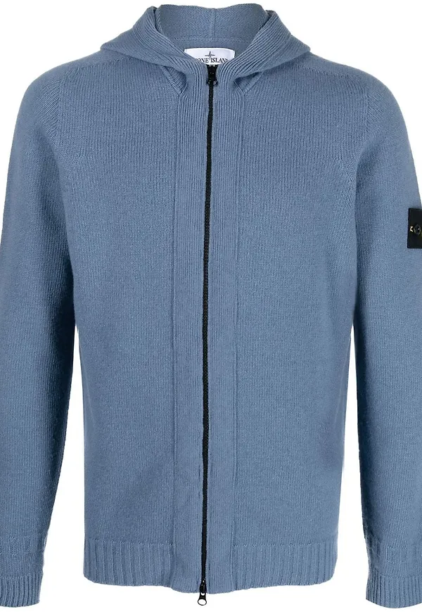 Stone Island hoodie med dragkedja - Blå