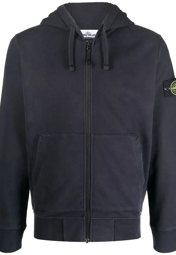 Stone Island hoodie med dragkedja - Blå