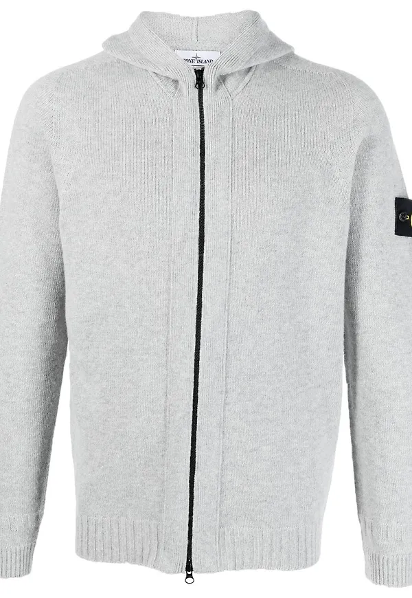 Stone Island hoodie med dragkedja - Grå