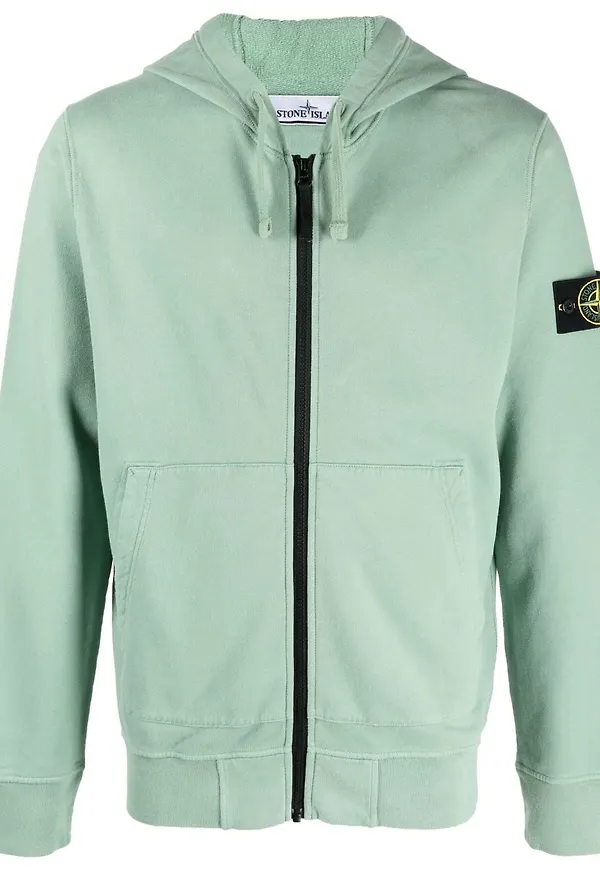 Stone Island hoodie med dragkedja - Grön