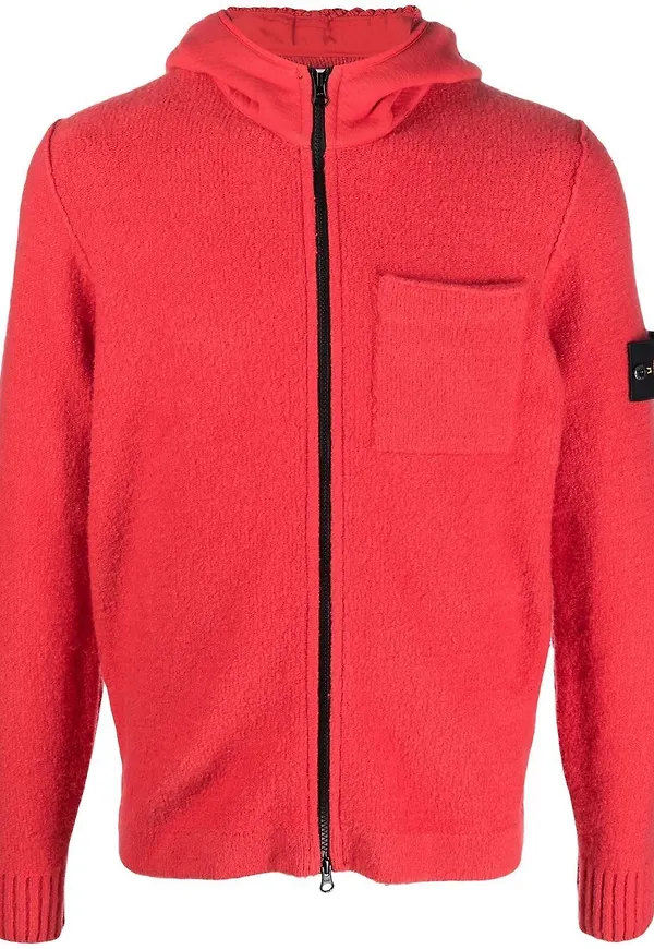 Stone Island hoodie med dragkedja - Röd