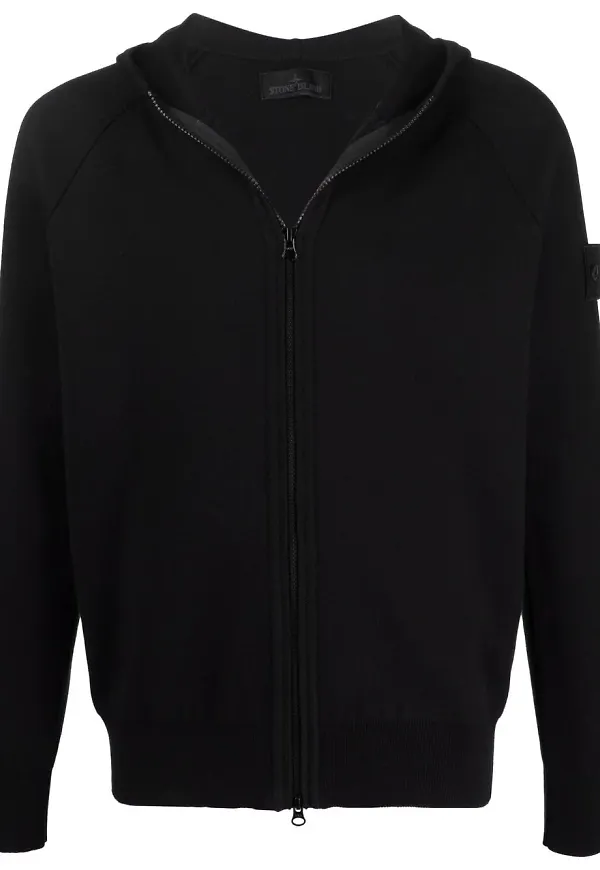 Stone Island hoodie med dragkedja - Svart