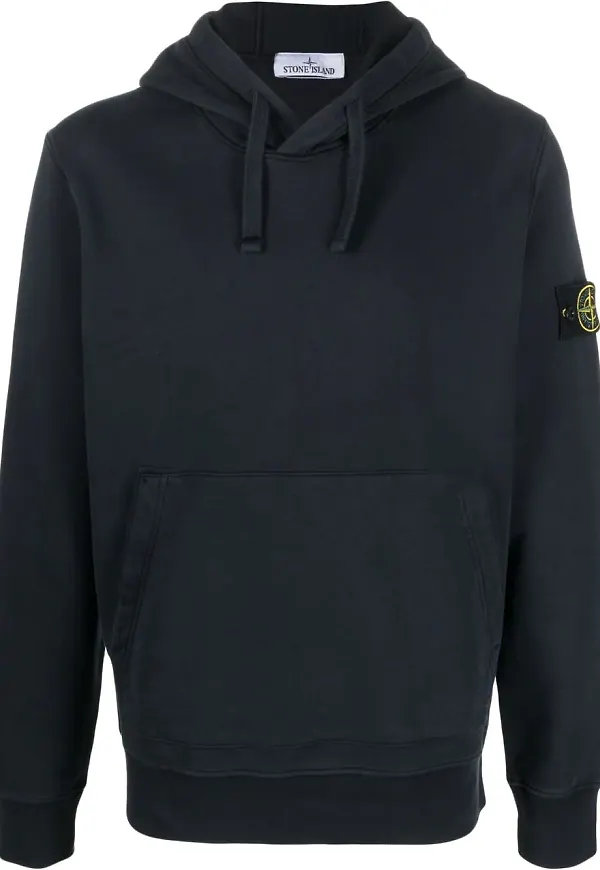 Stone Island hoodie med dragsko - Blå