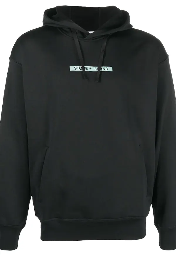 Stone Island hoodie med dragsko - Svart