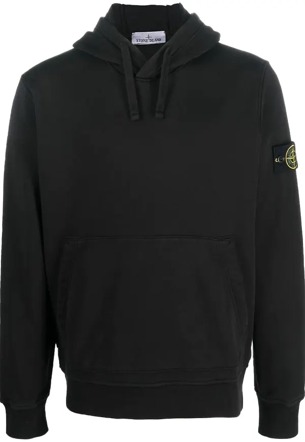 Stone Island hoodie med dragsko - Svart