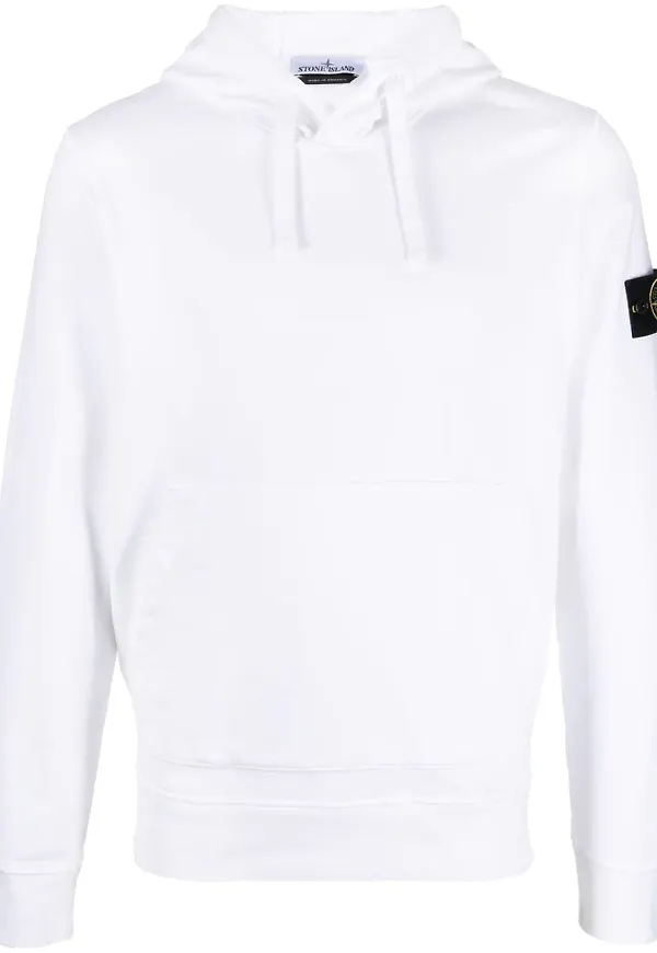 Stone Island Hoodie med dragsko - Vit