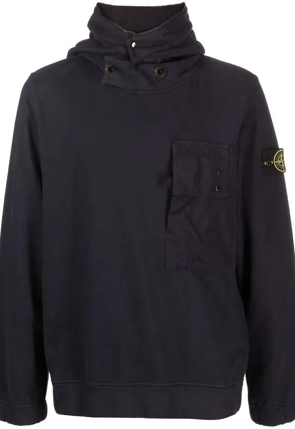 Stone Island hoodie med kompassmärke - Blå
