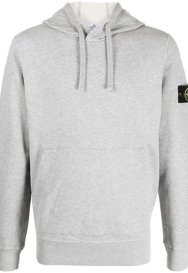 Stone Island hoodie med kompassmärke - Grå