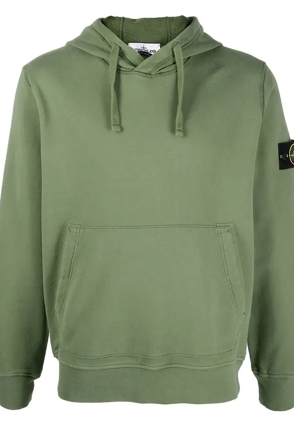 Stone Island hoodie med kompassmärke - Grön