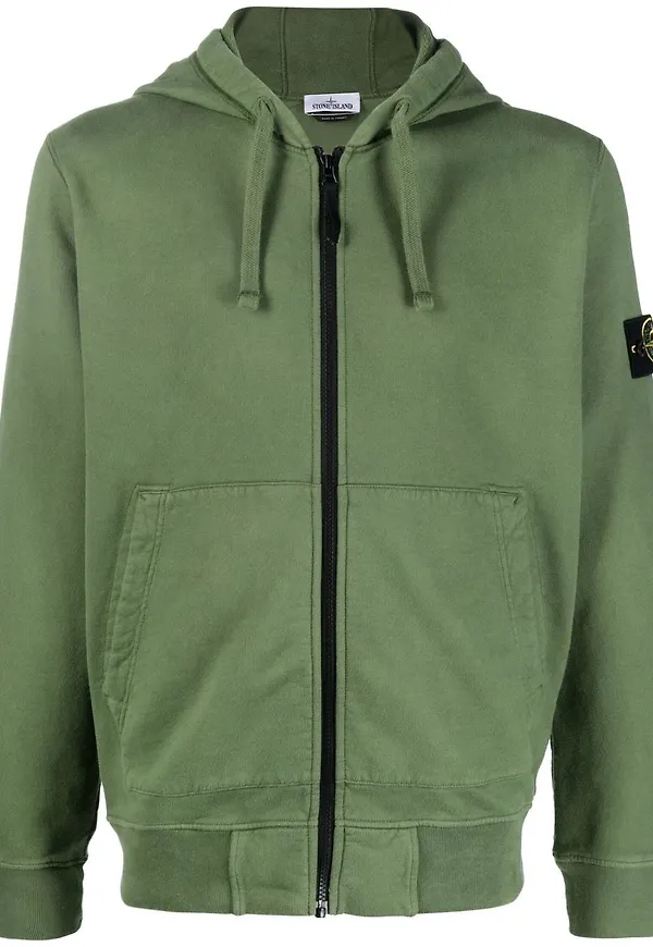 Stone Island hoodie med kompassmärke - Grön
