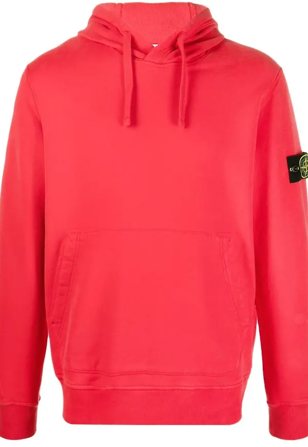 Stone Island hoodie med kompassmärke - Röd