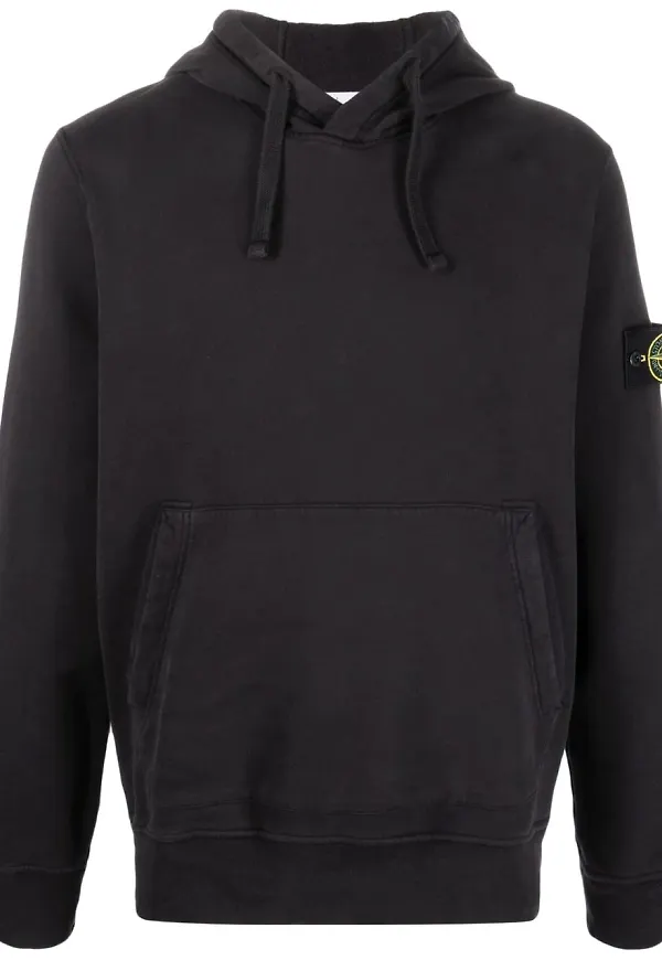 Stone Island hoodie med kompassmärke - Svart