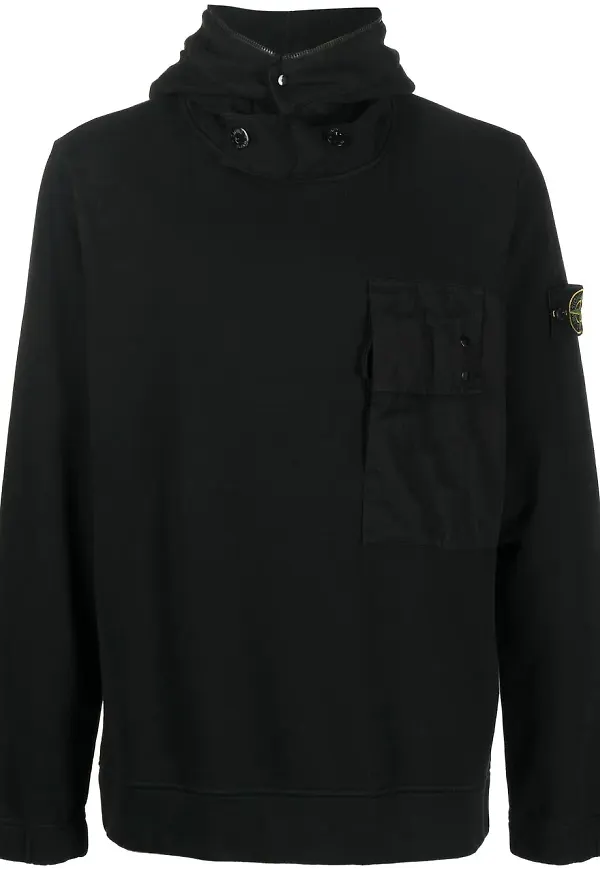 Stone Island hoodie med kompassmärke - Svart