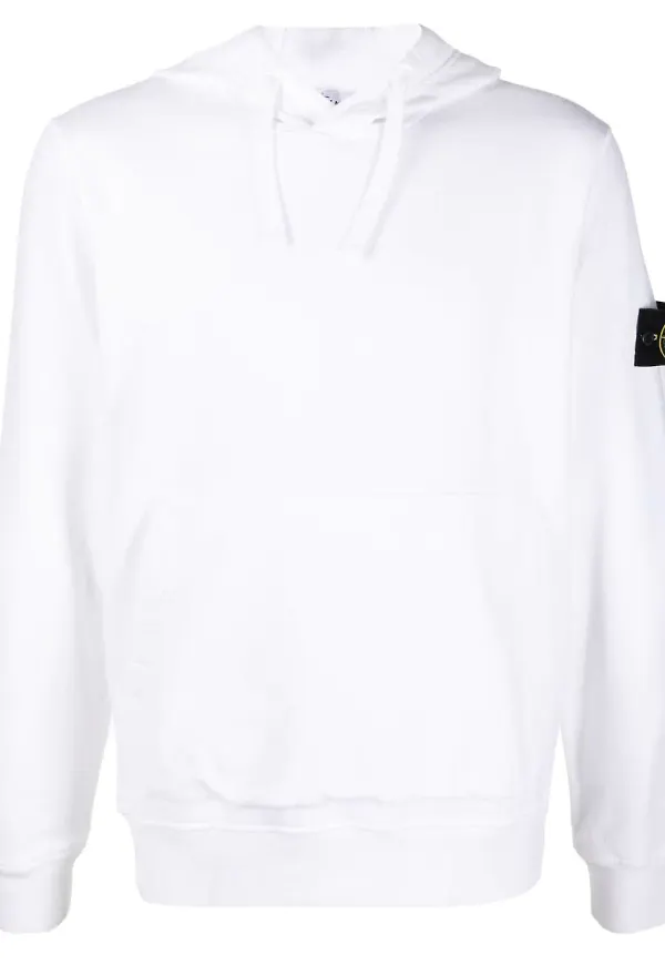Stone Island hoodie med kompassmärke - Vit