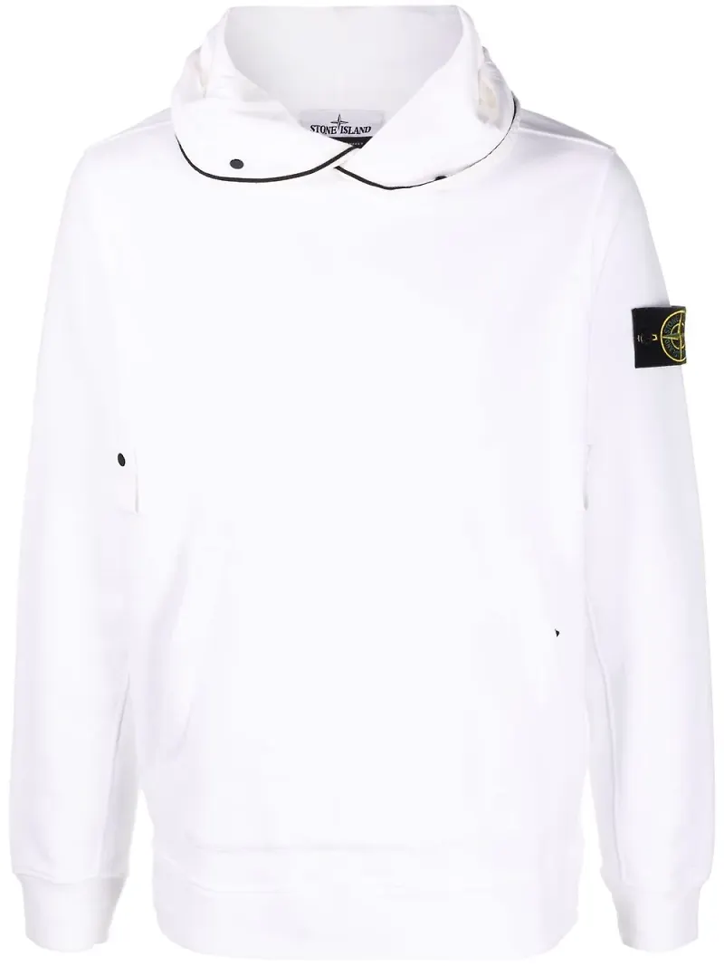 Stone Island hoodie med kontrasterande rulå - Vit