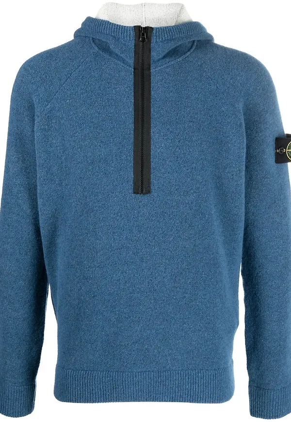 Stone Island hoodie med logotyp - Blå