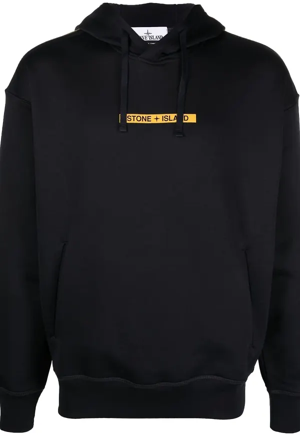 Stone Island hoodie med logotyp - Blå