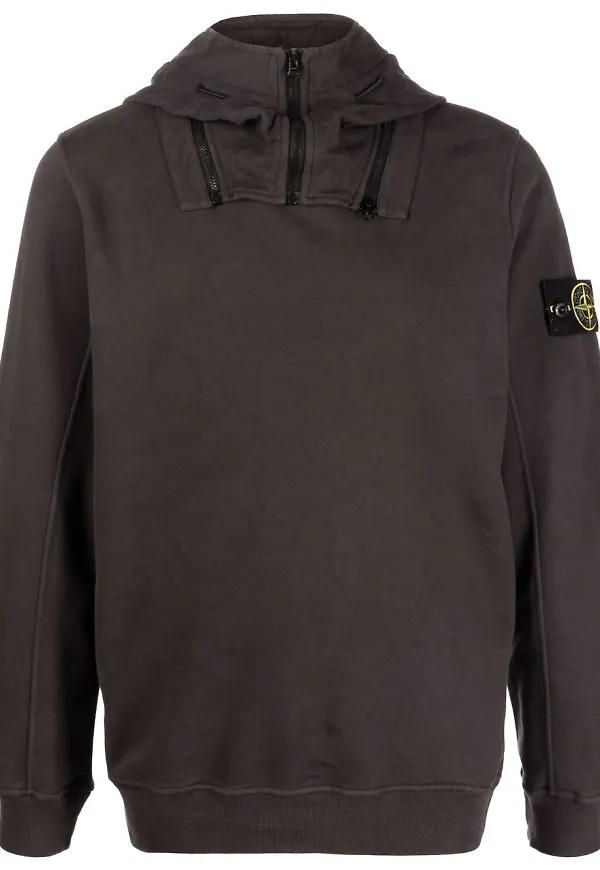 Stone Island hoodie med logotypmärke - Grå