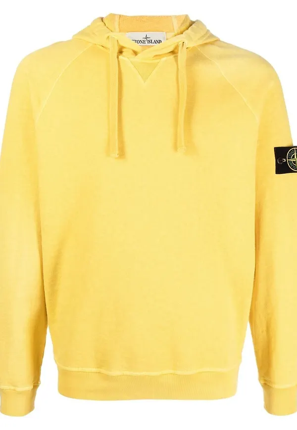 Stone Island hoodie med märke - Gul