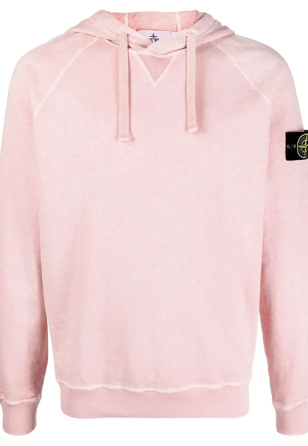 Stone Island hoodie med märke - Rosa