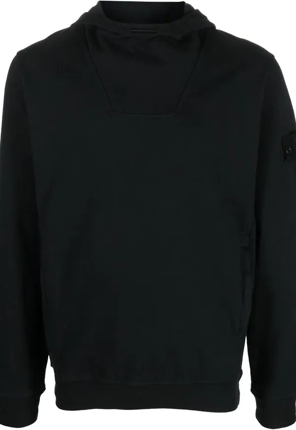 Stone Island huvtröja med kompassmärke - Svart