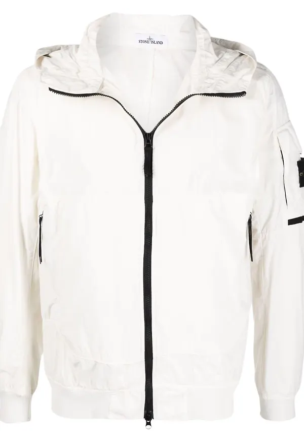 Stone Island jacka med kompassmärke - Vit