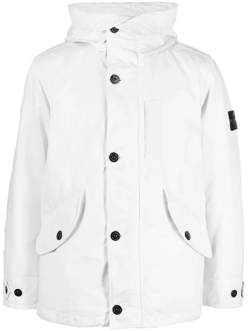 Stone Island jacka med logotypmärke - Vit