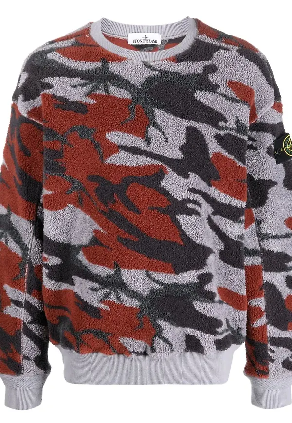 Stone Island kamouflagemönstrad fleecetröja - Lila
