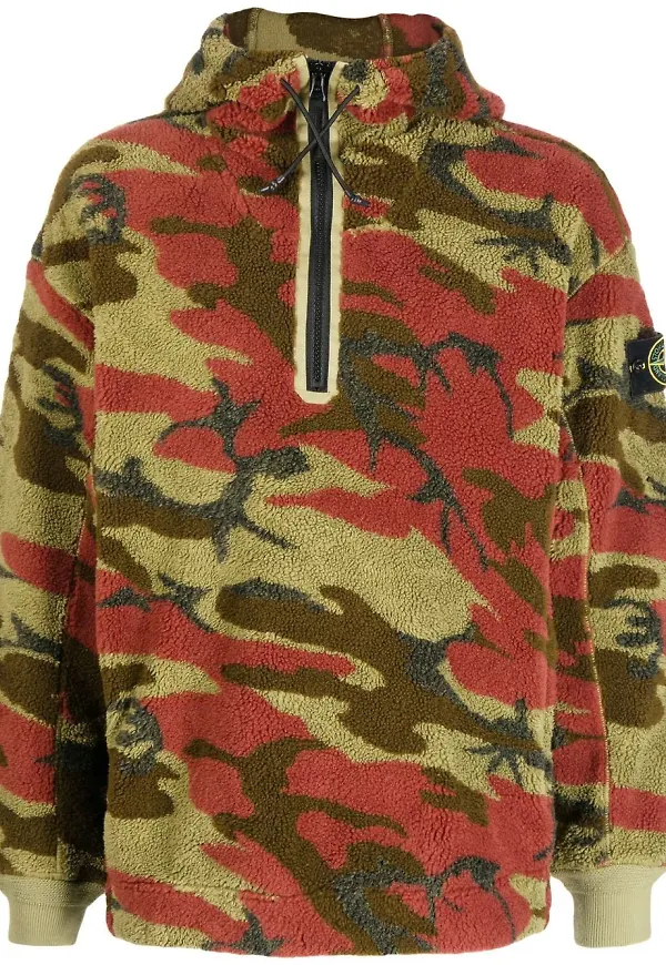 Stone Island kamouflagemönstrad hoodie - Flerfärgad