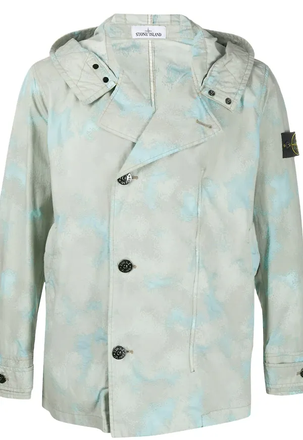Stone Island kamouflagemönstrad huvjacka - Grön