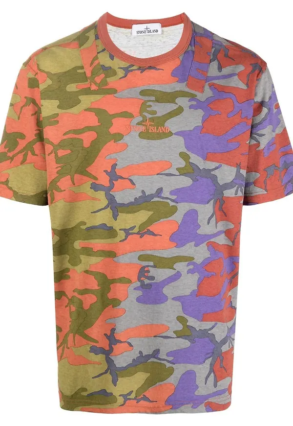 Stone Island kamouflagemönstrad t-shirt - Orange