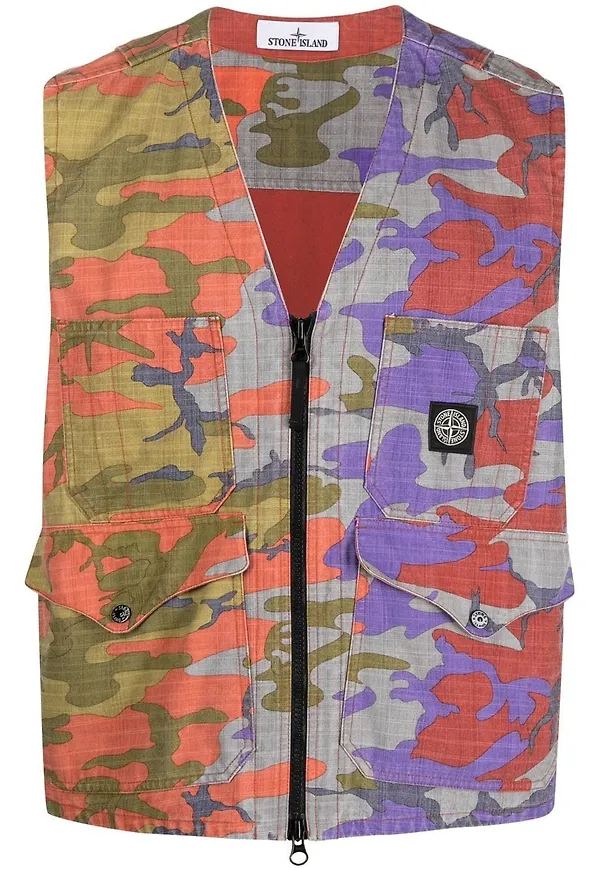 Stone Island kamouflagemönstrad väst - Grå