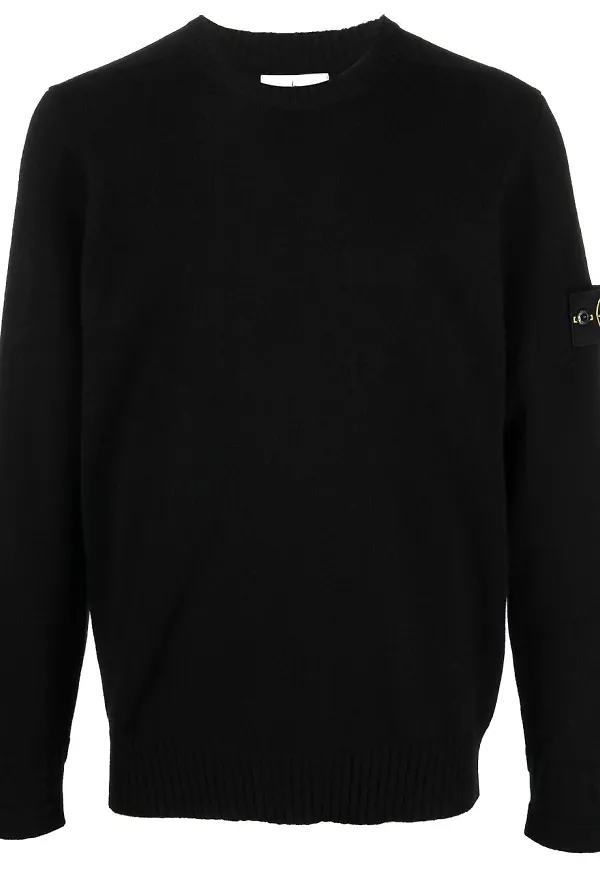 Stone Island kashmirtröja med kompassmärke - Svart