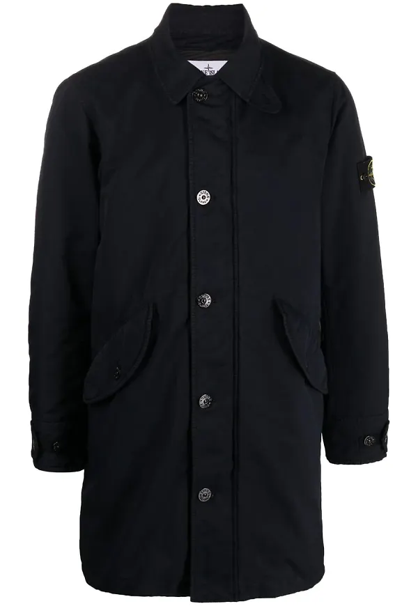 Stone Island kort parkas med logotypmärke - Blå