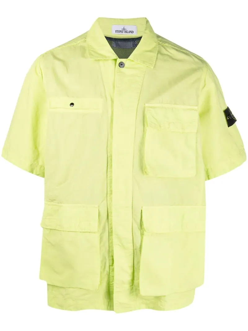Stone Island kortärmad skjorta med utanpåliggande ficka - Gul