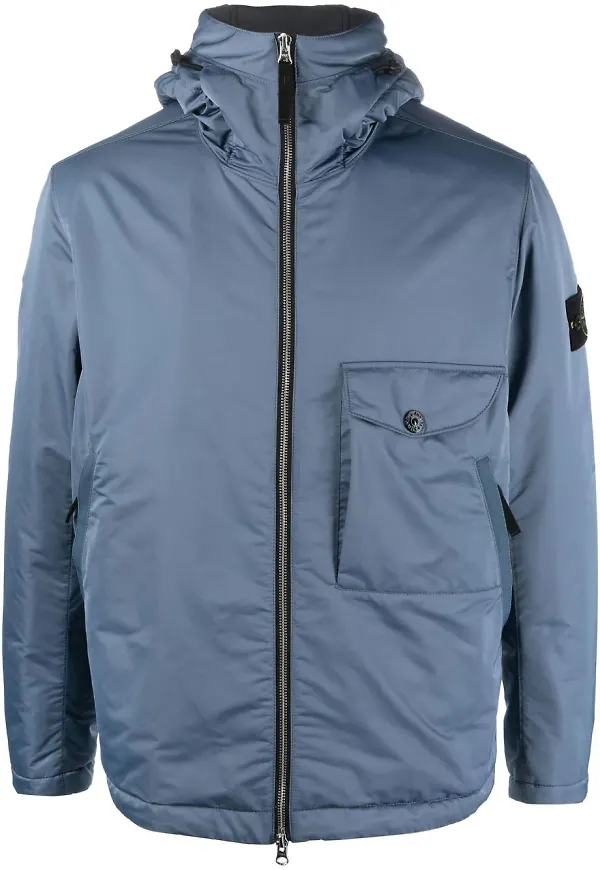 Stone Island lättviktsjacka med huva - Blå
