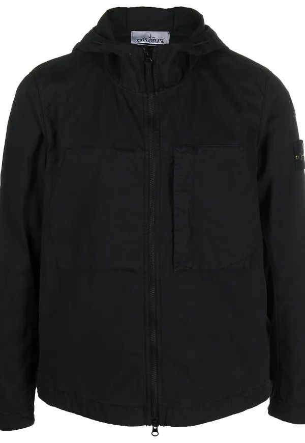 Stone Island lättviktsjacka med kompassmärke - Svart
