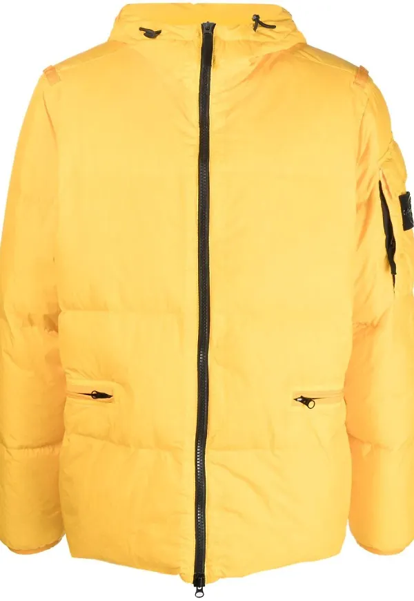 Stone Island puffjacka med kompassmärke - Gul