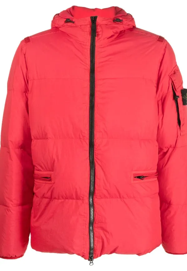 Stone Island puffjacka med kompassmärke - Röd
