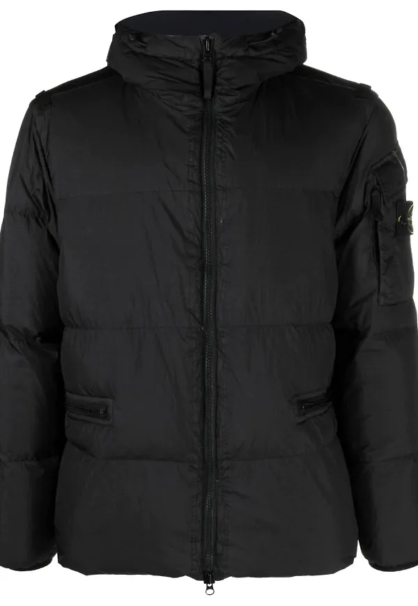 Stone Island puffjacka med kompassmärke - Svart