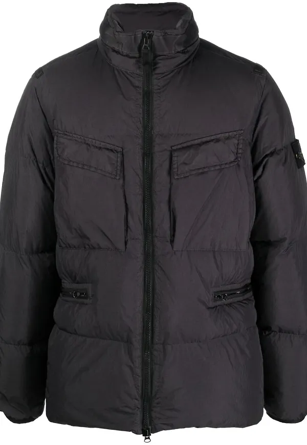 Stone Island puffjacka med kompassmärke - Svart