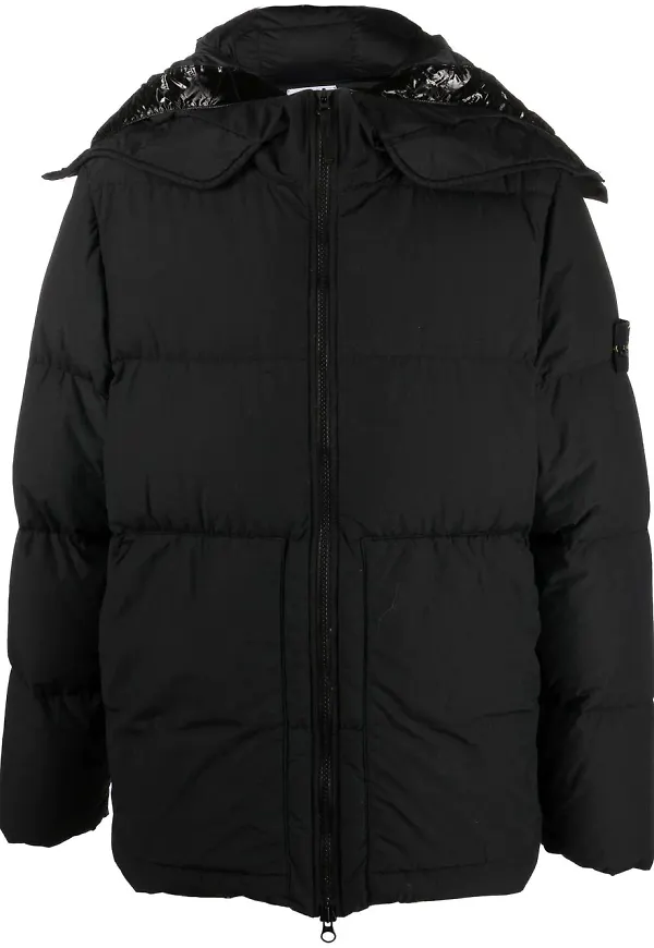 Stone Island puffjacka med kompassmärke - Svart