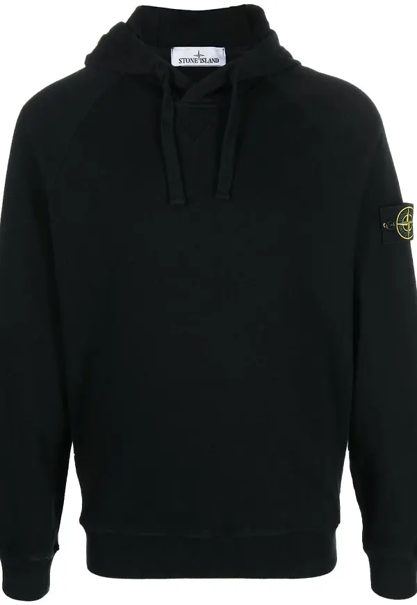 Stone Island pullover-hoodie med dragsko - Svart