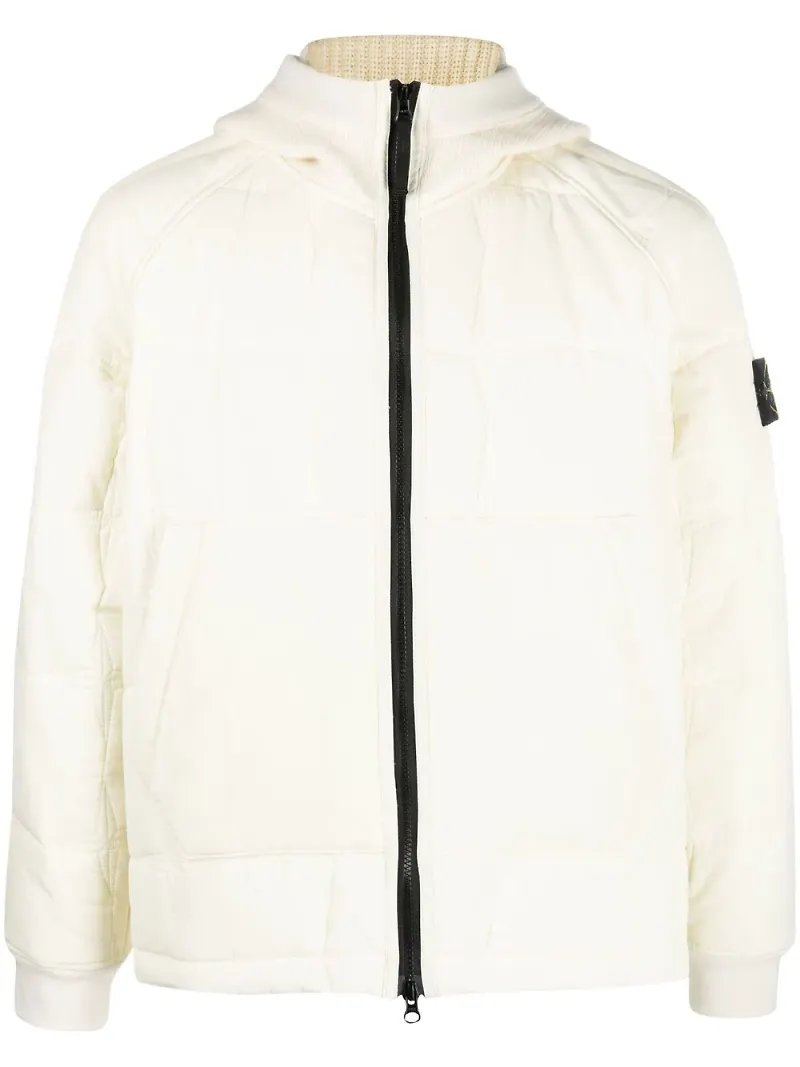 Stone Island quiltad jacka med logotypmärke - Vit