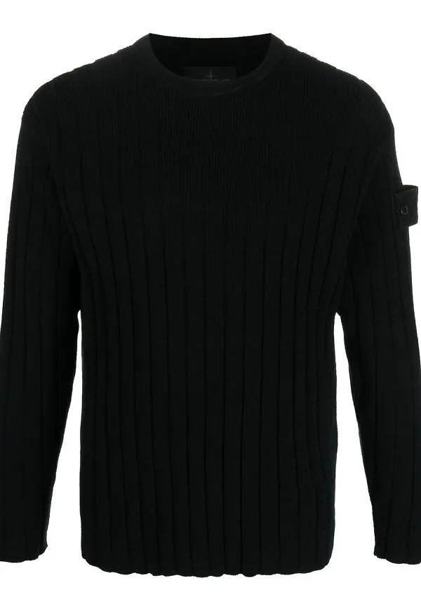 Stone Island ribbstickad tröja - Svart