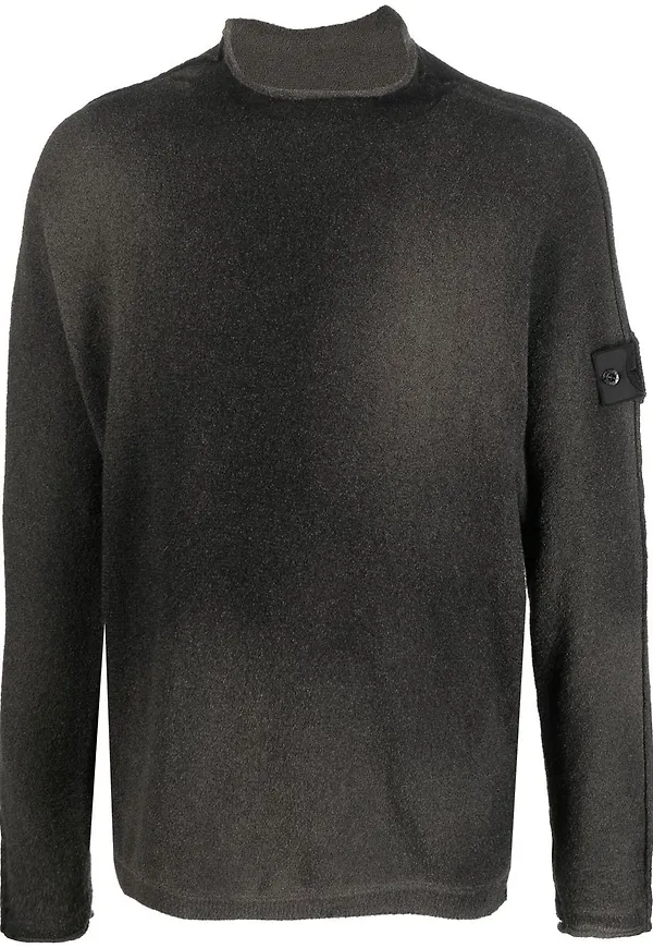 Stone Island Shadow Project fleecetröja med rullkrage och osydd kant - Grå
