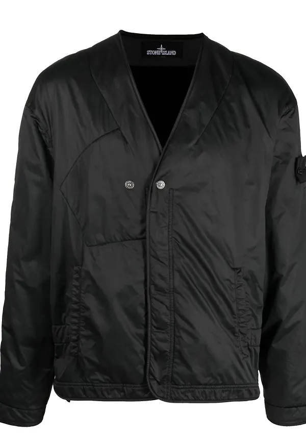 Stone Island Shadow Project kraglös jacka med logotypmärke - Svart