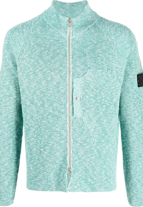 Stone Island Shadow Project logo-patch zip-up cardigan - Blå