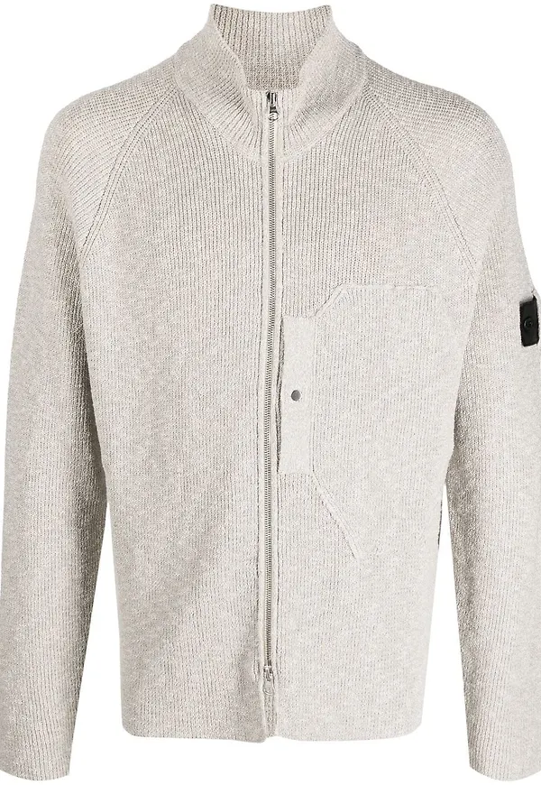 Stone Island Shadow Project stickad kofta med logotypmärke - Grå