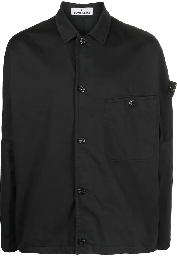 Stone Island skjortjacka i bomullsblandning - Svart